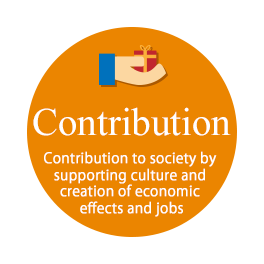 Contribution　Contribution to society by supporting culture and creation of economic effects and jobs