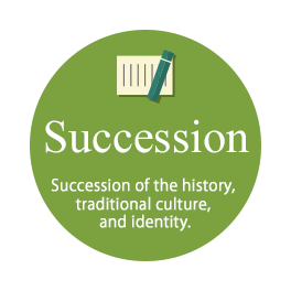 Succession　Succession of the history, traditional culture, and identity.